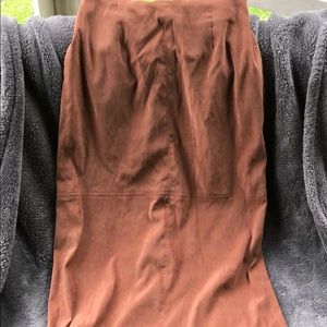 Vintage Brown Suede Midi Skirt